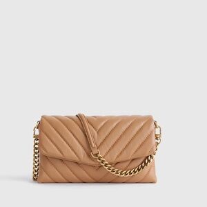 Italian Leather Quilted Wallet Crossbody Quince Tan Bag